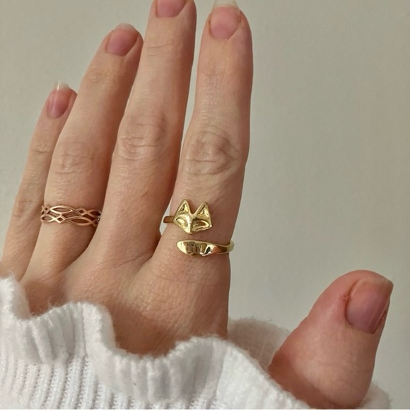 Fox Gold Wrap Ring Band Minimal Animal Femme Classic Jewelry - Picture 12 of 12